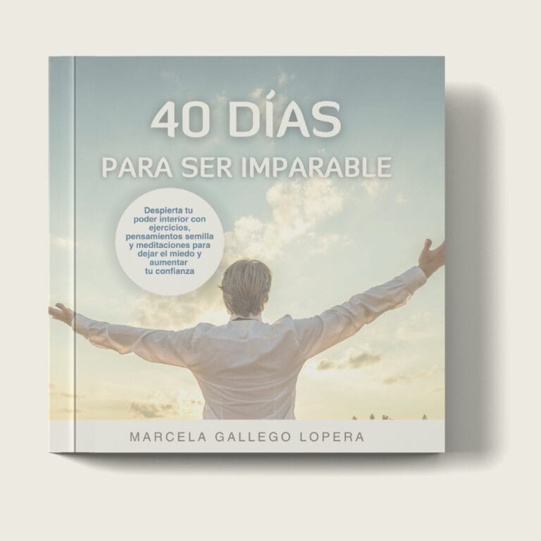 El libro "40 Días Para Ser Imparable" de Marcela Gallego Lopera tiene en su portada una persona parada con los brazos extendidos frente a un cielo nublado. Esta cautivadora incorporación a las publicaciones inspira a los lectores a explorar nuevas alturas en tan solo 40 días.